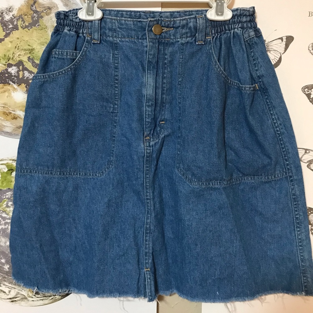 Vintage blue denim mini skirt